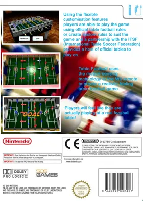 Championship Foosball box cover back